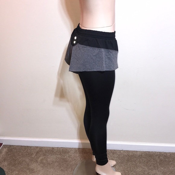 Black Compression Leggings Grey Shorts Running - Picture 7 of 12